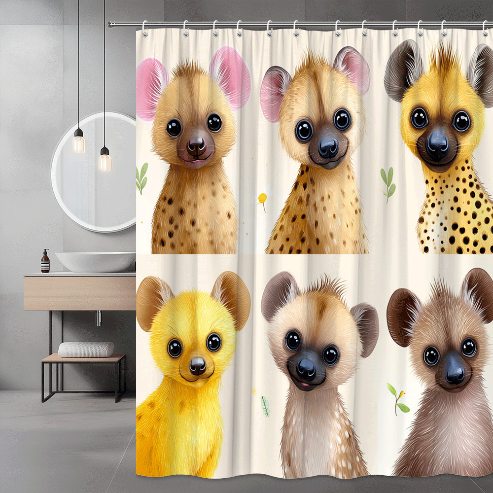 Cute Baby Hyena Shower Curtain Animal Print Graphic