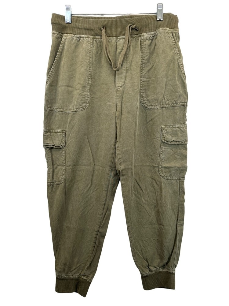 American Eagle Outfitter Women Cargo Jogger Pants Sz M Petite Army Green Lyocell