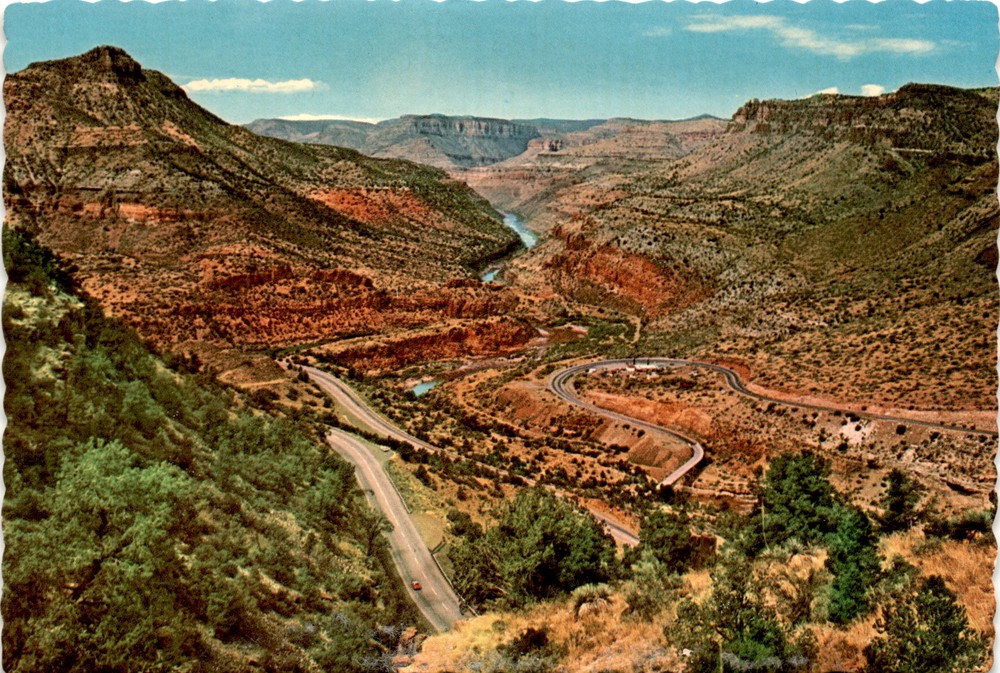 Salt River Canyon, Arizona, Canyon Inn, Salt River, bridge, Bob Postcard