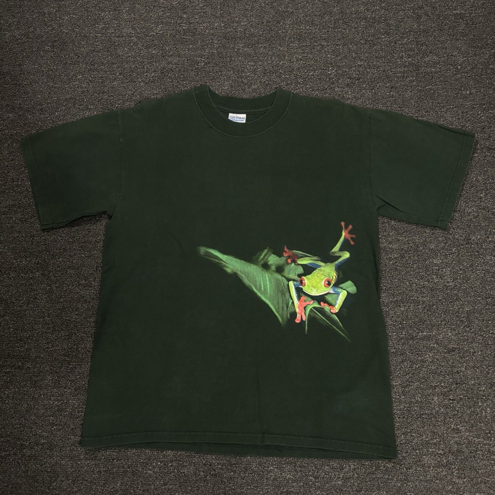 Vintage Frog T Shirt Nature Tree Graphic Tee Mens Medium Gildan Heavyweight