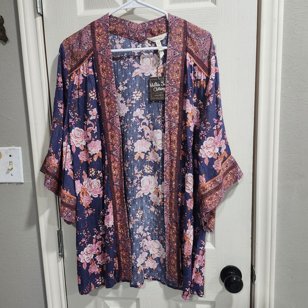 Matilda Jane Just Imagine Olivia Pink Floral Print Kimono Women's XS/S