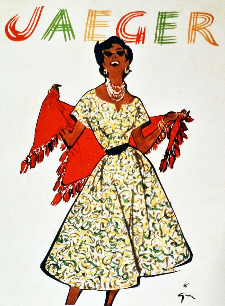 Decoration poster.Interior design Art.Retro fashion Jaeger store.6302