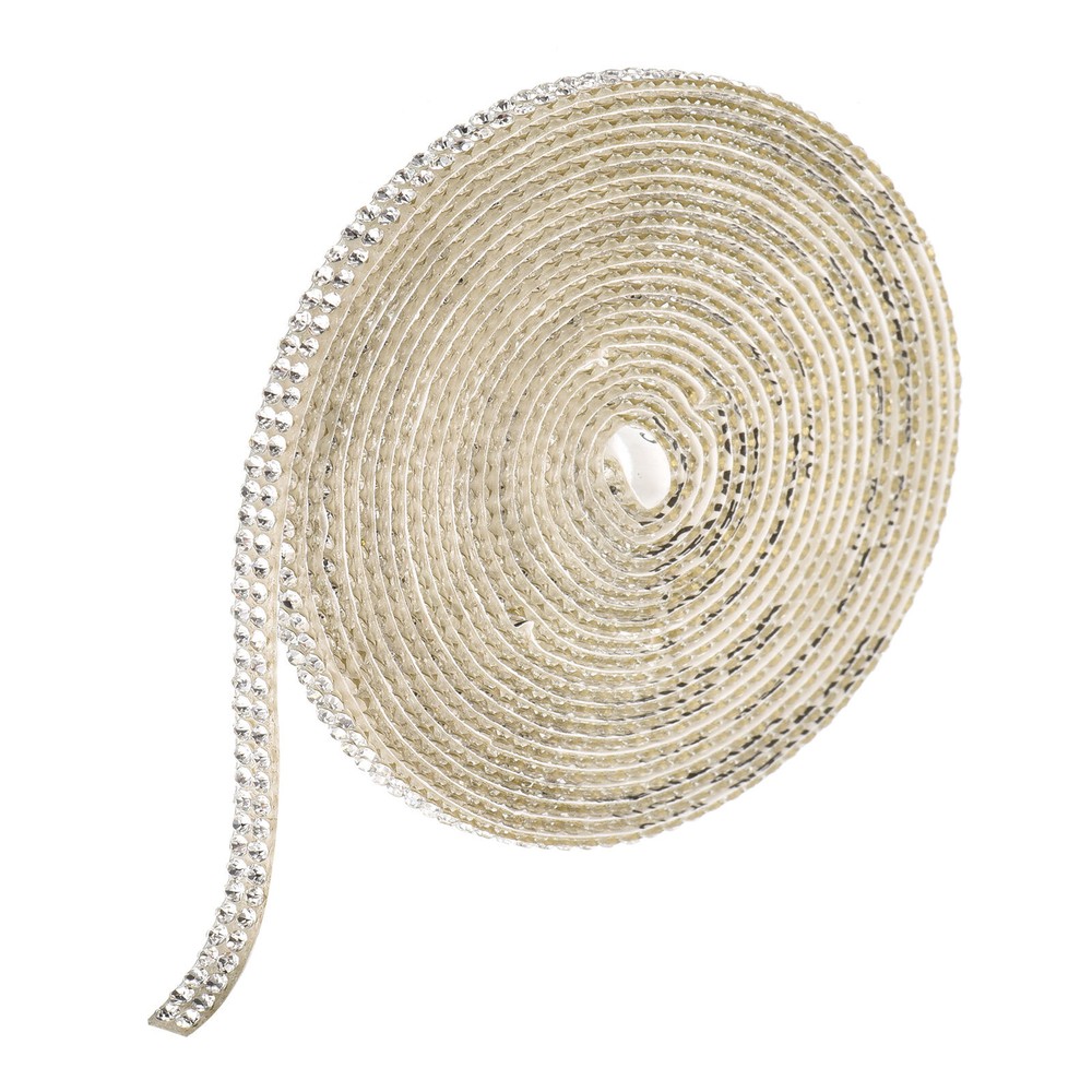 0.2 Inch Self Adhesive Rhinestone Strips 3 Yard for Crafts,White