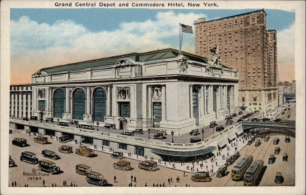 New York NY Commodore Hotel and Grand Central Depot 1920s ~ postcard sku867