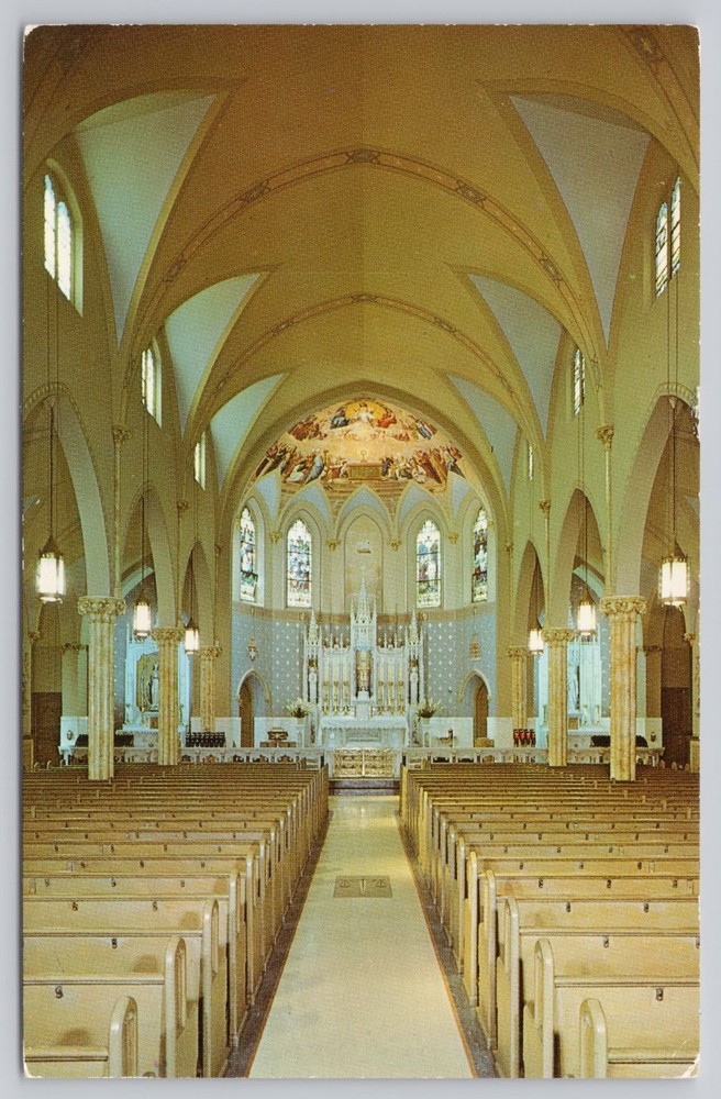 St John the Baptist Church New Haven CT Interior Chrome Postcard