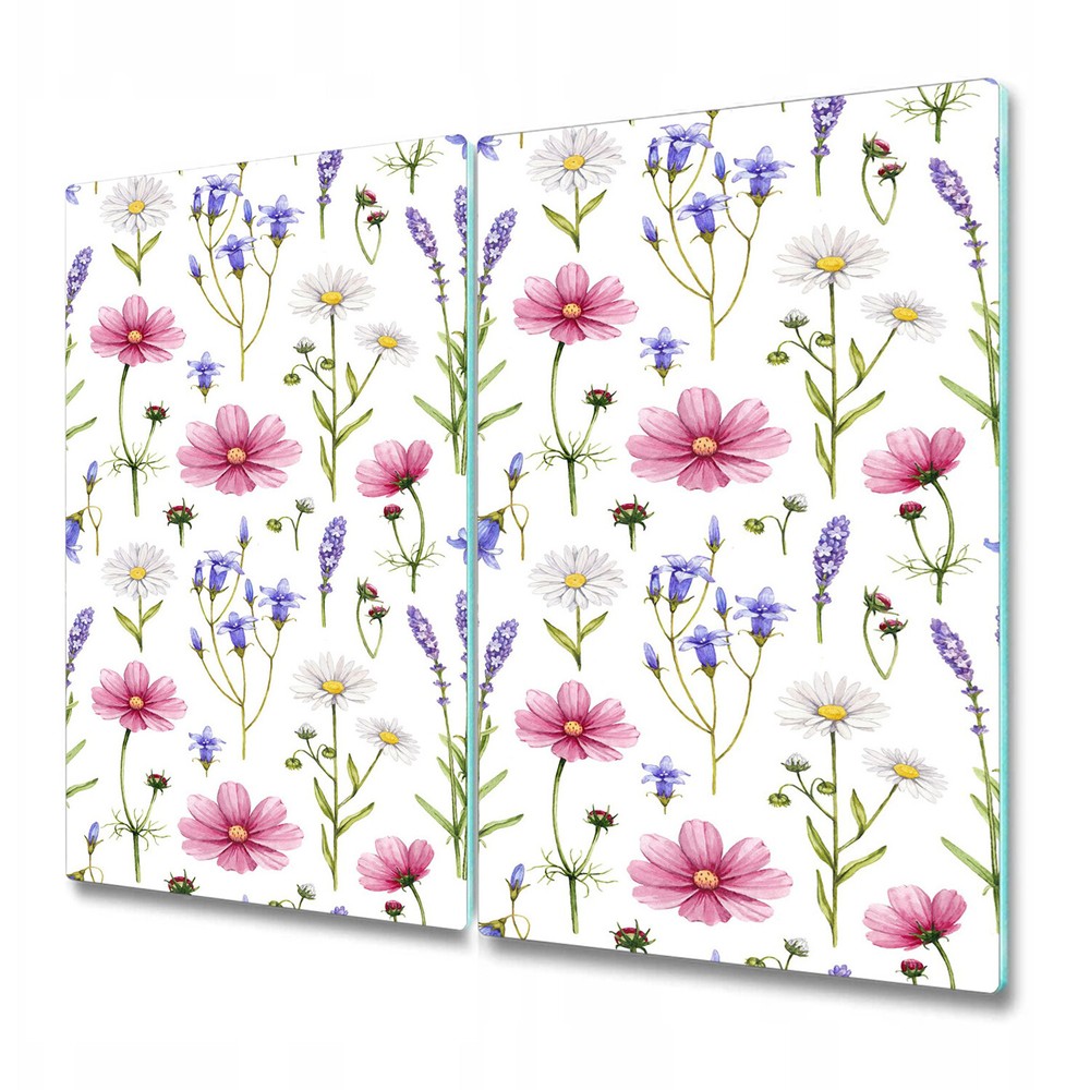 Glass Worktop Saver Kitchen Wild flowers Colourful pink and purple 2x30x52