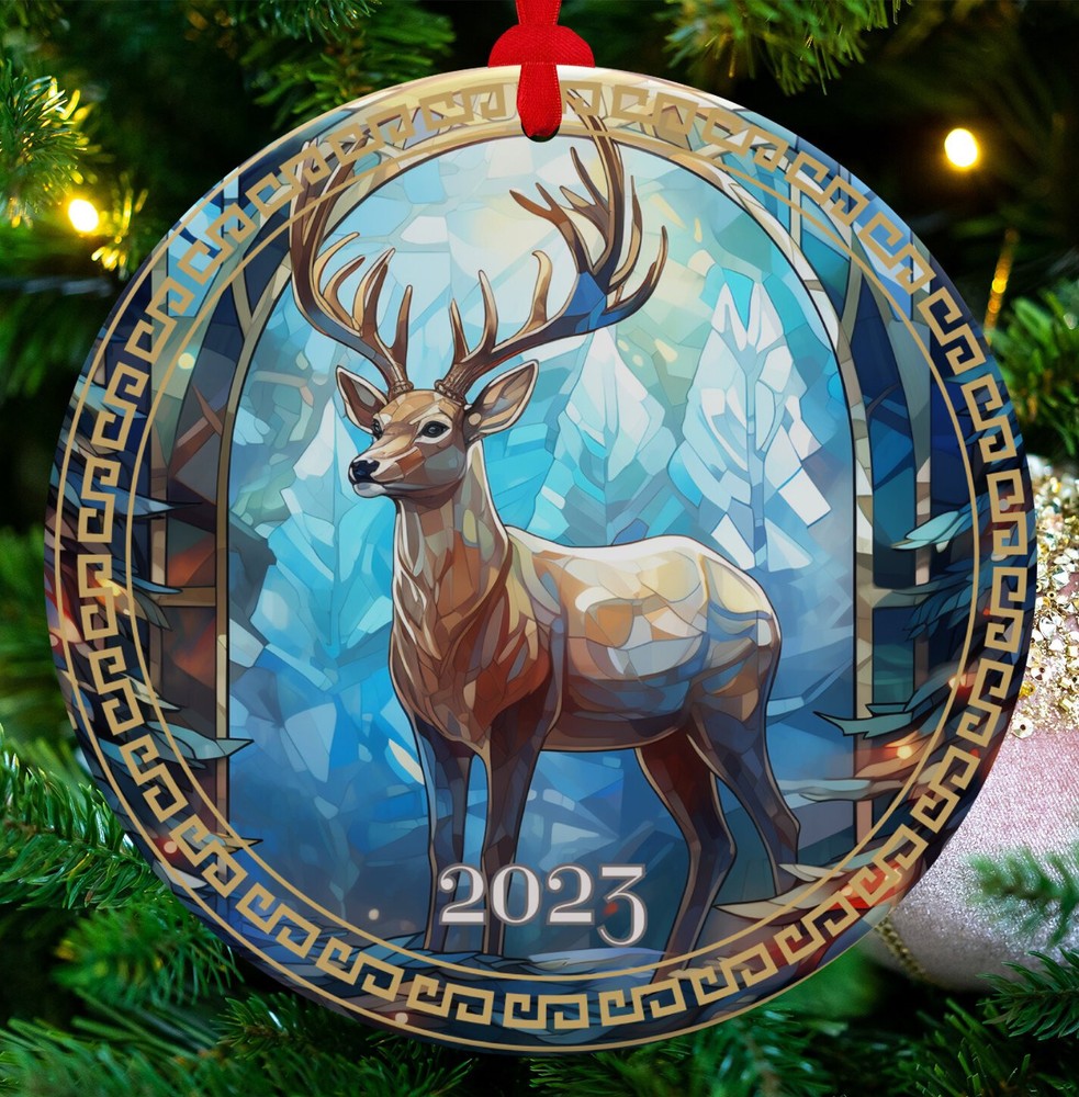 Ceramic Deer Ornament Reindeer Ornament Christmas Decoration Holiday Gift Idea