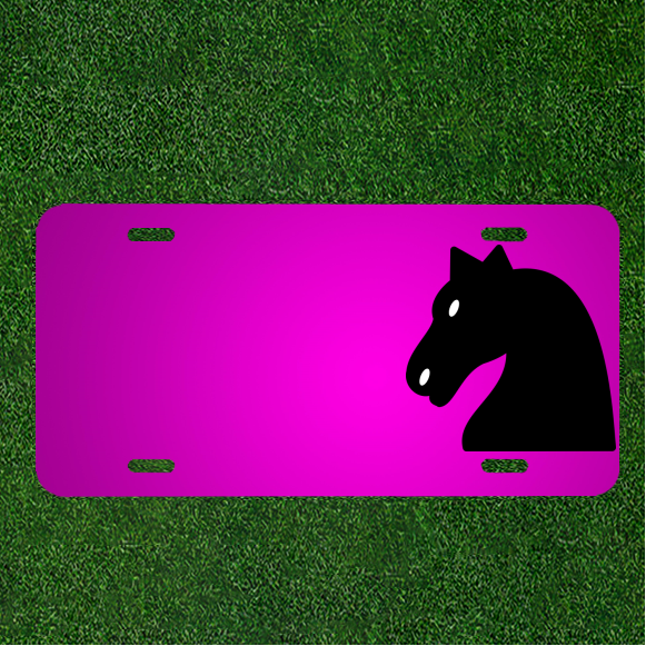 Custom Chess Knight Car License Plate with Personalized Names Added