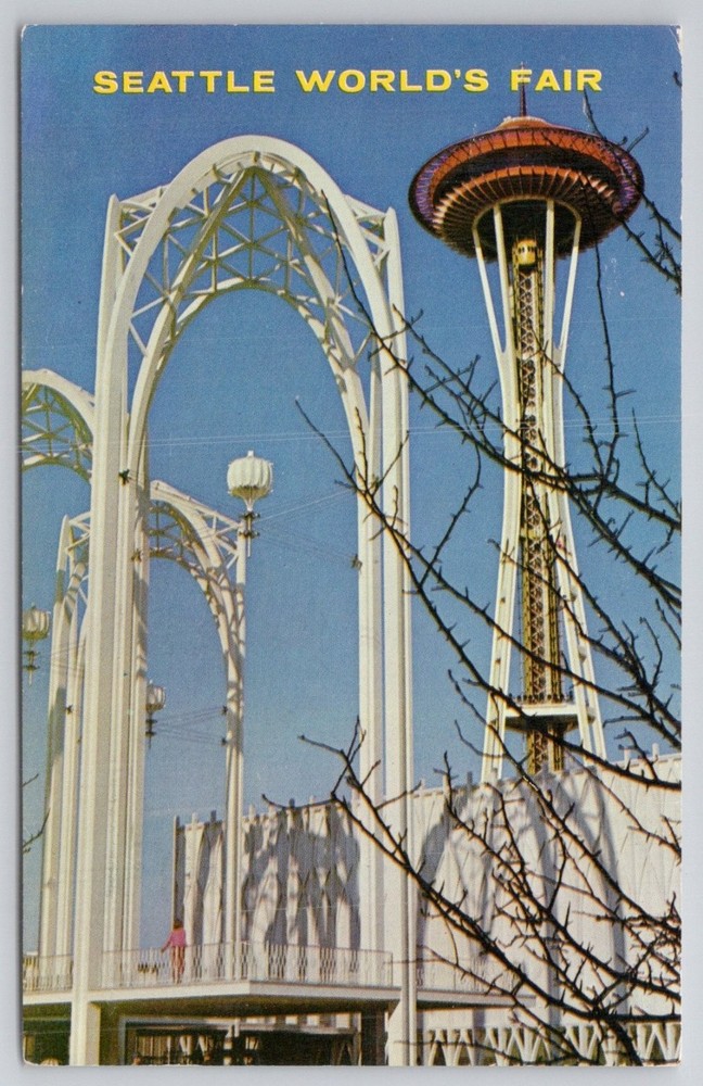 1962 Seattle World's Fair Space Needle US Science Building Postcard Posted