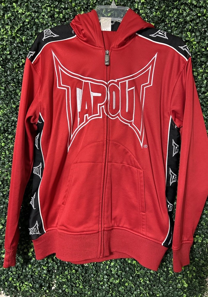 VTG Tapout Hoodie Mens Full Zip Hooded Jacket MMA Y2K Red XL Grunge Skate 2000s