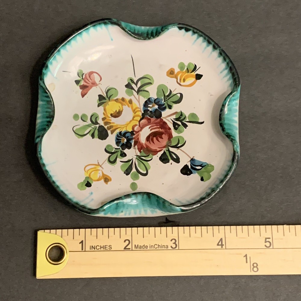 Vintage Floral Trinket Dish Hand Painted Italy