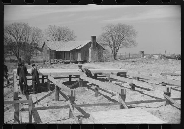 Photo:1930s Rural Farmhouse Construction Men Building Foundation