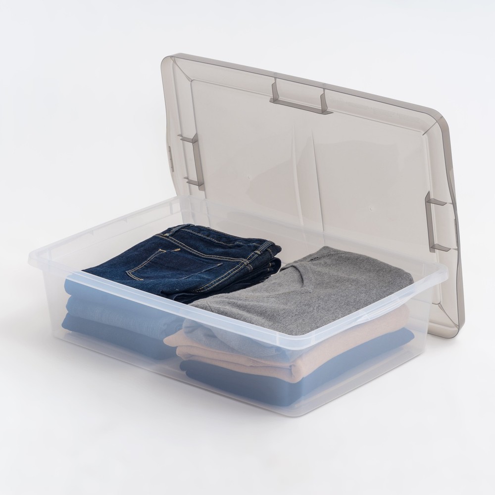 IRIS 28 Qt. Underbed Plastic Storage Bins with Lids, Stackable Storage ,6 Pack