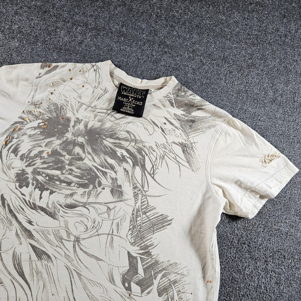 Star Wars Marc Ecko Cut & Sew Chewbacca Shirt Mens Medium White Graphic Tee