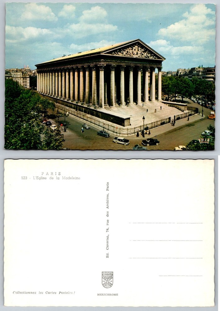 Vintage Paris Postcard L'Eglise de la Madeleine Church Ed. Chantal Mexichrome
