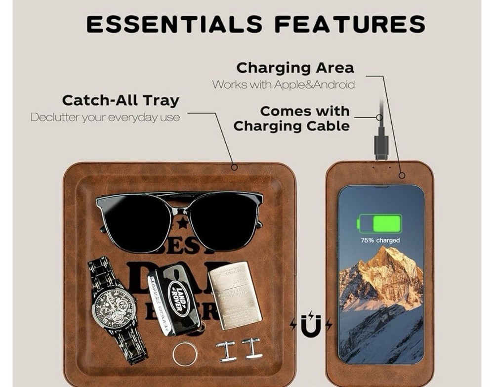 CHARGER Phone Charger Men’s Gift Tray Set CHARGER ORGANIZER TRAY AND CORD