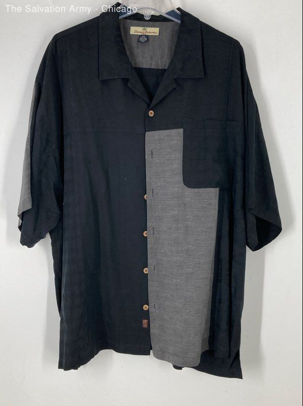 Tommy Bahama Mens Black Blue Silk Short Sleeve Button-Up Shirts Sz 2XL Lot Of 2