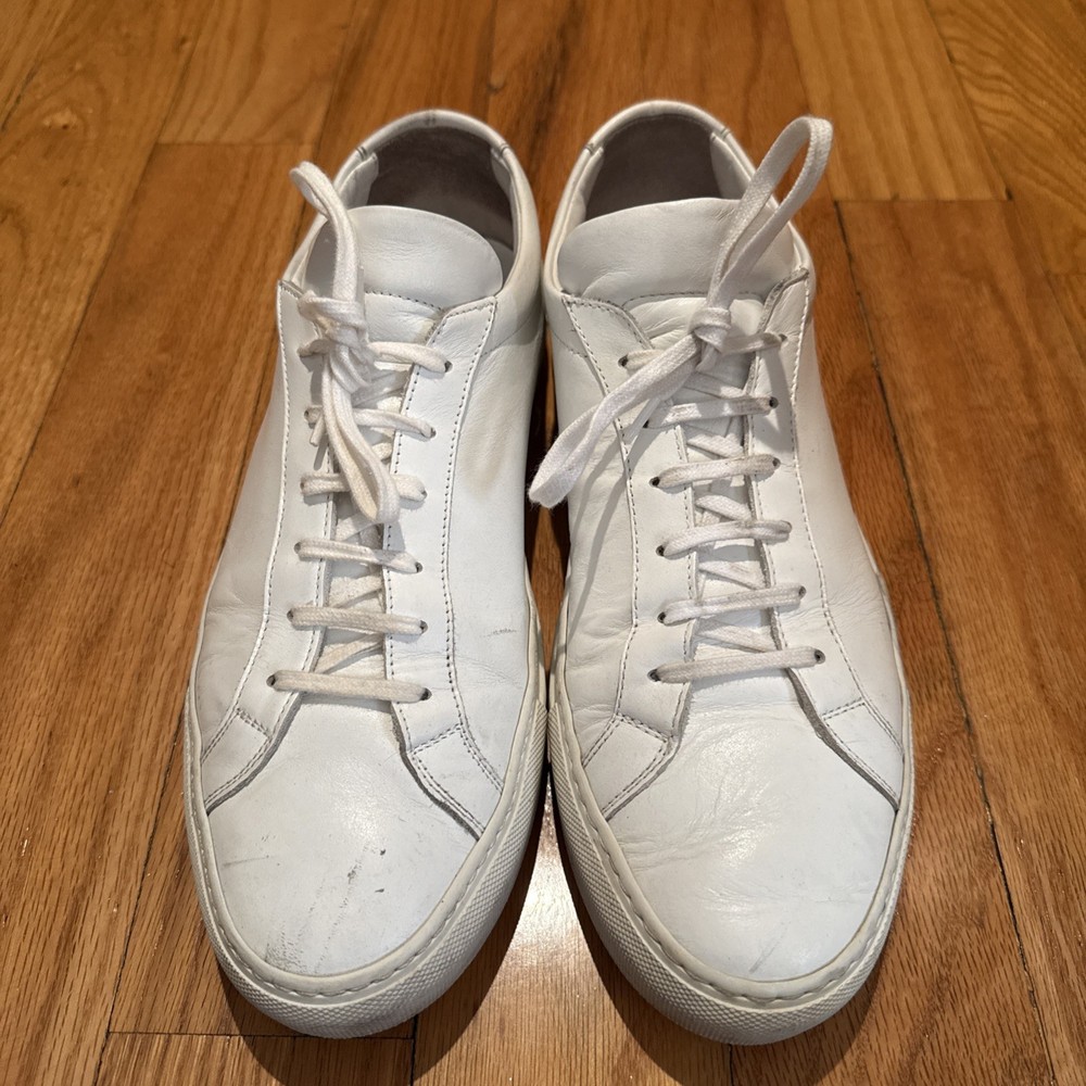 Common Projects Achilles Low White Leather Sneakers Men's US 11 EU 44-image