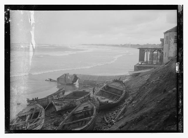 Photo:Jaffa Palestine 1900s Storm Harbor Boats