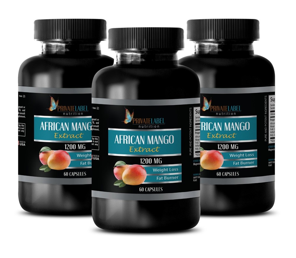 AFRICAN MANGO LEAN 1200mg Extract with Green Tea, Acai Fruit, Kelp (3 Bottles)