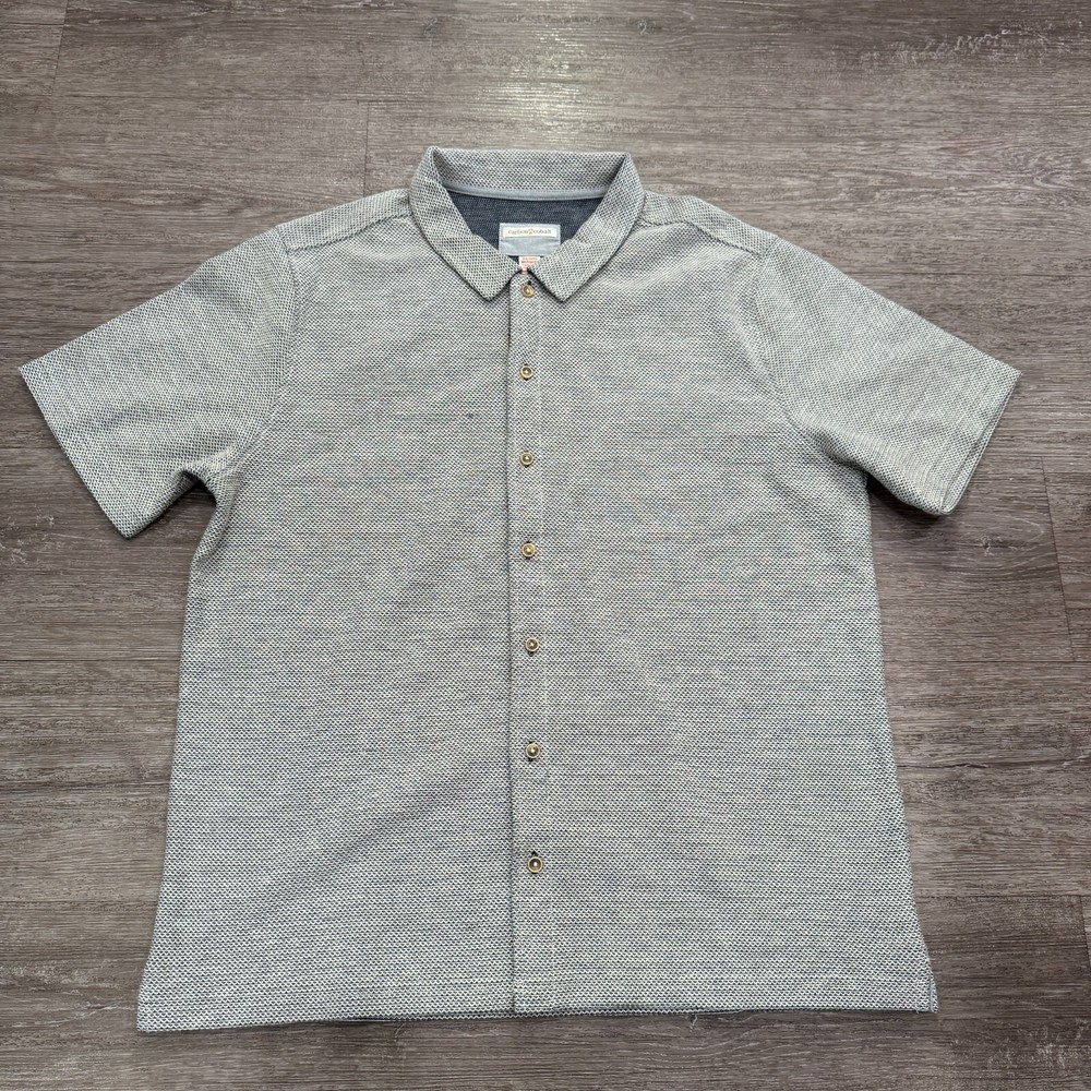 Carbon 2 Cobalt Shirt Mens Large Gray Short Sleeve Button Up Lounge Coastal