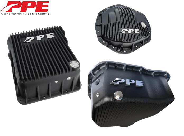 PPE Black Deep Transmission/Oil Pan/Rear Diff Cover For 01-10 GM 6.6L Duramax