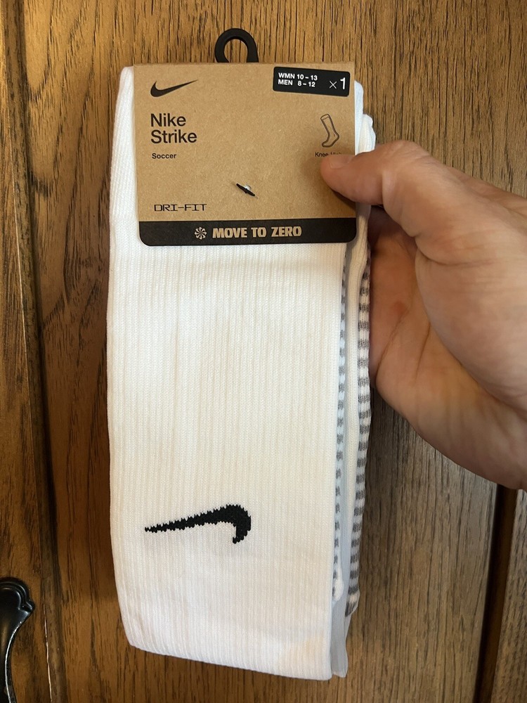 Mens Nike Strike Knee High Soccer Socks (DH6622 100) Size 8-12 Large