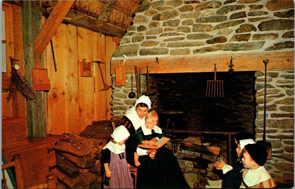 Pilgrim Bible Story Hour Plimoth Plantation Plymouth MA Plastichrome Postcard
