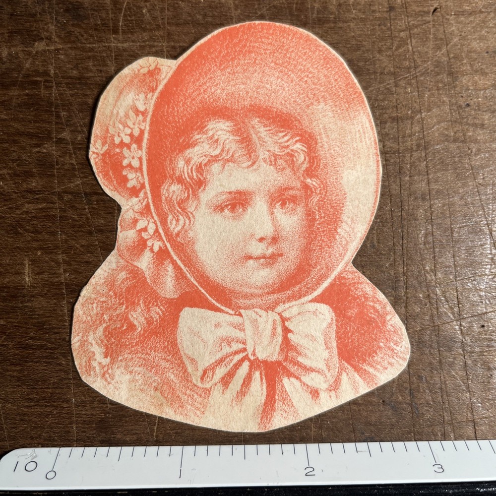 Antique Victorian Trading Card Die Cut Crown Dressing - Little Girl -- B1