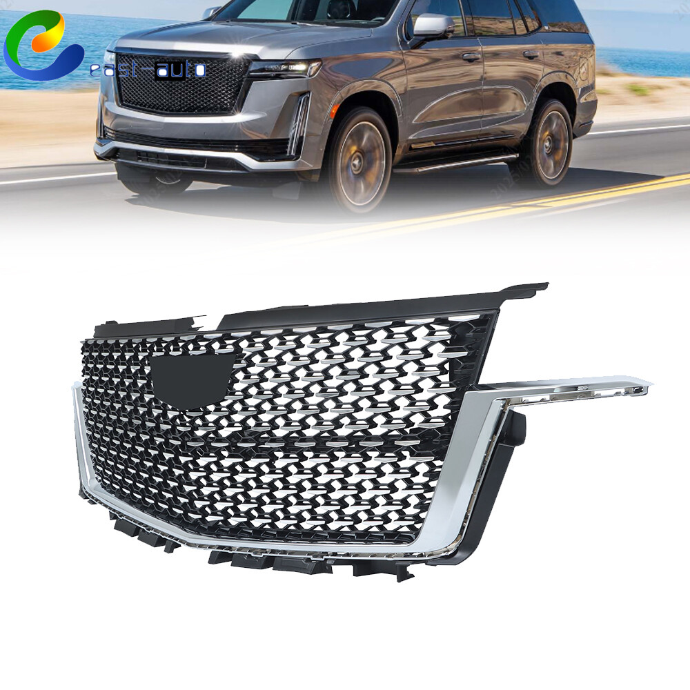 Chrome Trim Black Front Bumper Grille Mesh for 2021-2023 Cadillac Escalade