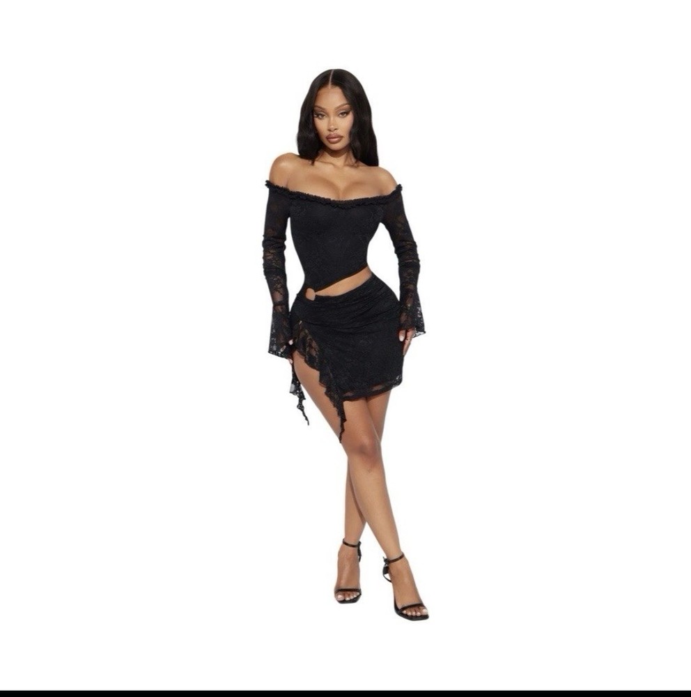 Fashion Nova One Of One Lace Mini Dress Black Size L NWT