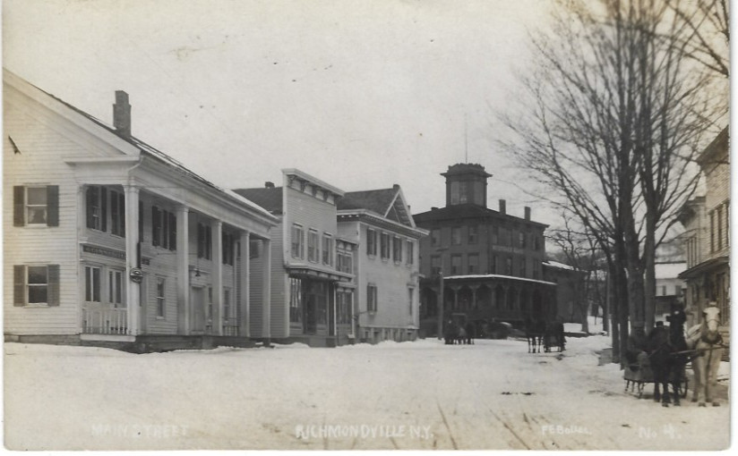 Richmondville NY RPPC FE Bolles Photo Postcard c1910 Westover & Commercial House