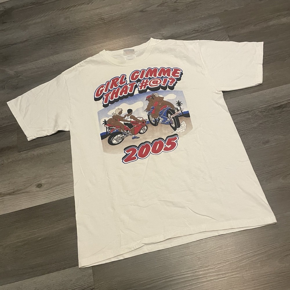 Rare Men’s Vintage 2005 Black Bike Week Graphic Tee Size Medium