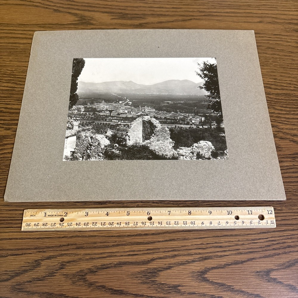 Vintage Countryside of Assisi Ruins Mounted Italian Architecture Photo Italy