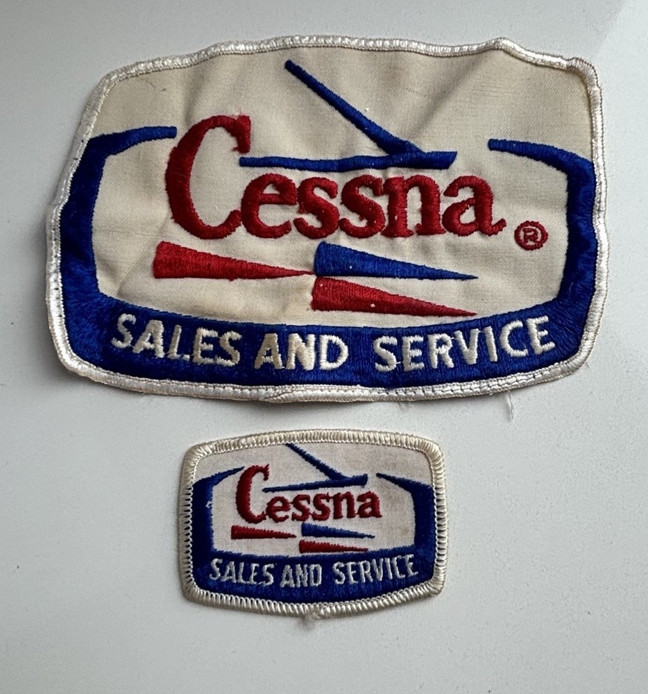 Vintage Cessna Aircraft Patch Lot of 2 Sales Service Embroidered Logo-Aviation