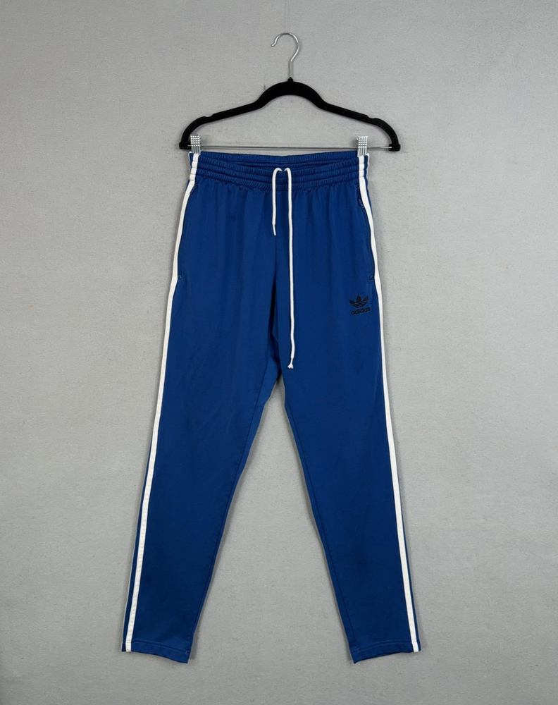 Adidas Originals Pants Adult Small Blue Track Joggers 3-Stripes Zip Pocket