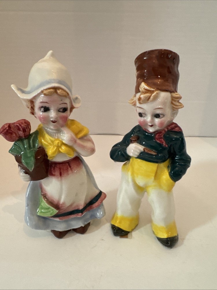 Vintage Porcelain Dutch Girl and Boy Figurines, 4.5