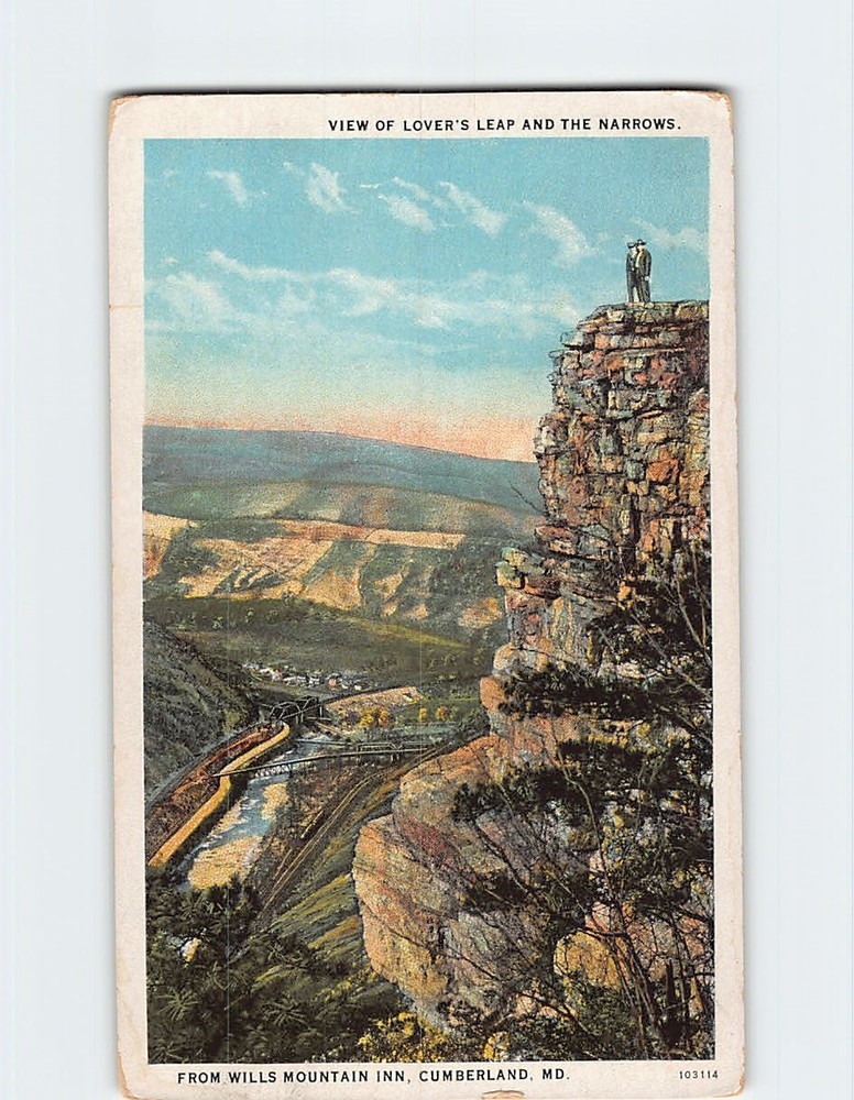Postcard View of Lover's Leap & The Narrows Cumberland Maryland USA