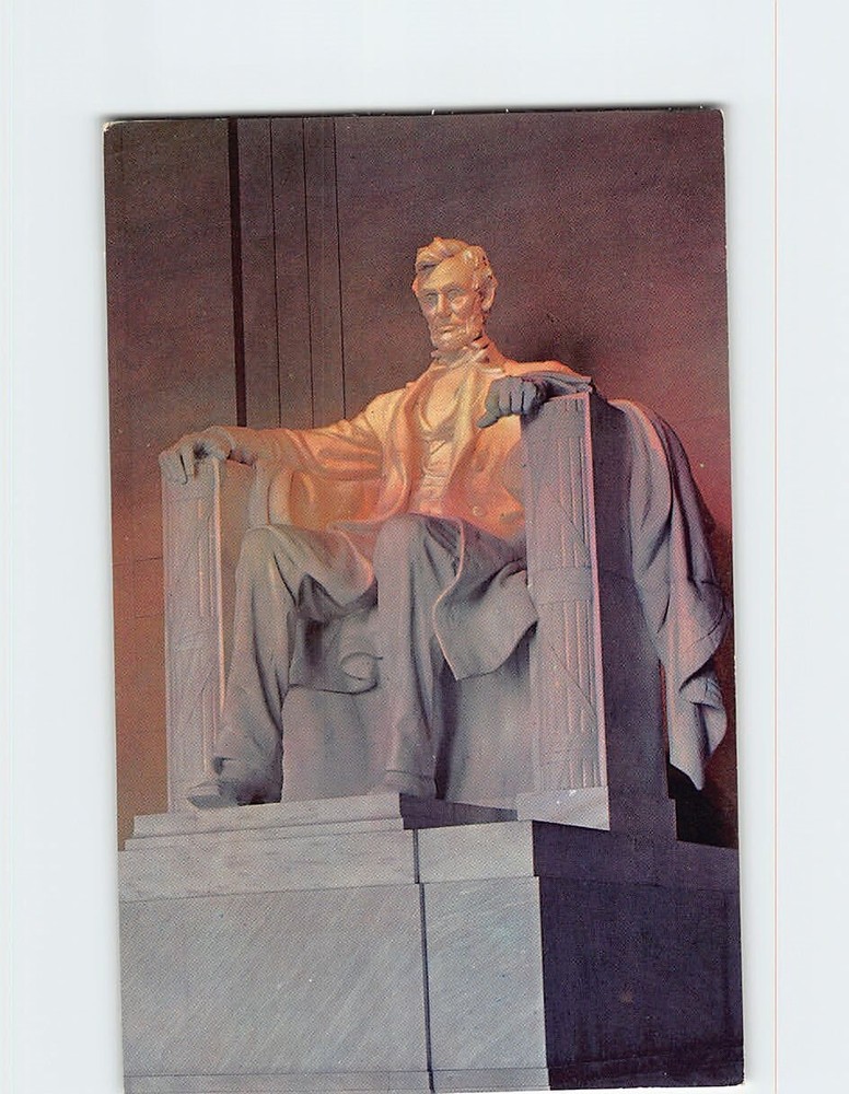 Postcard Abraham Lincoln Statue Lincoln Memorial Washington DC USA