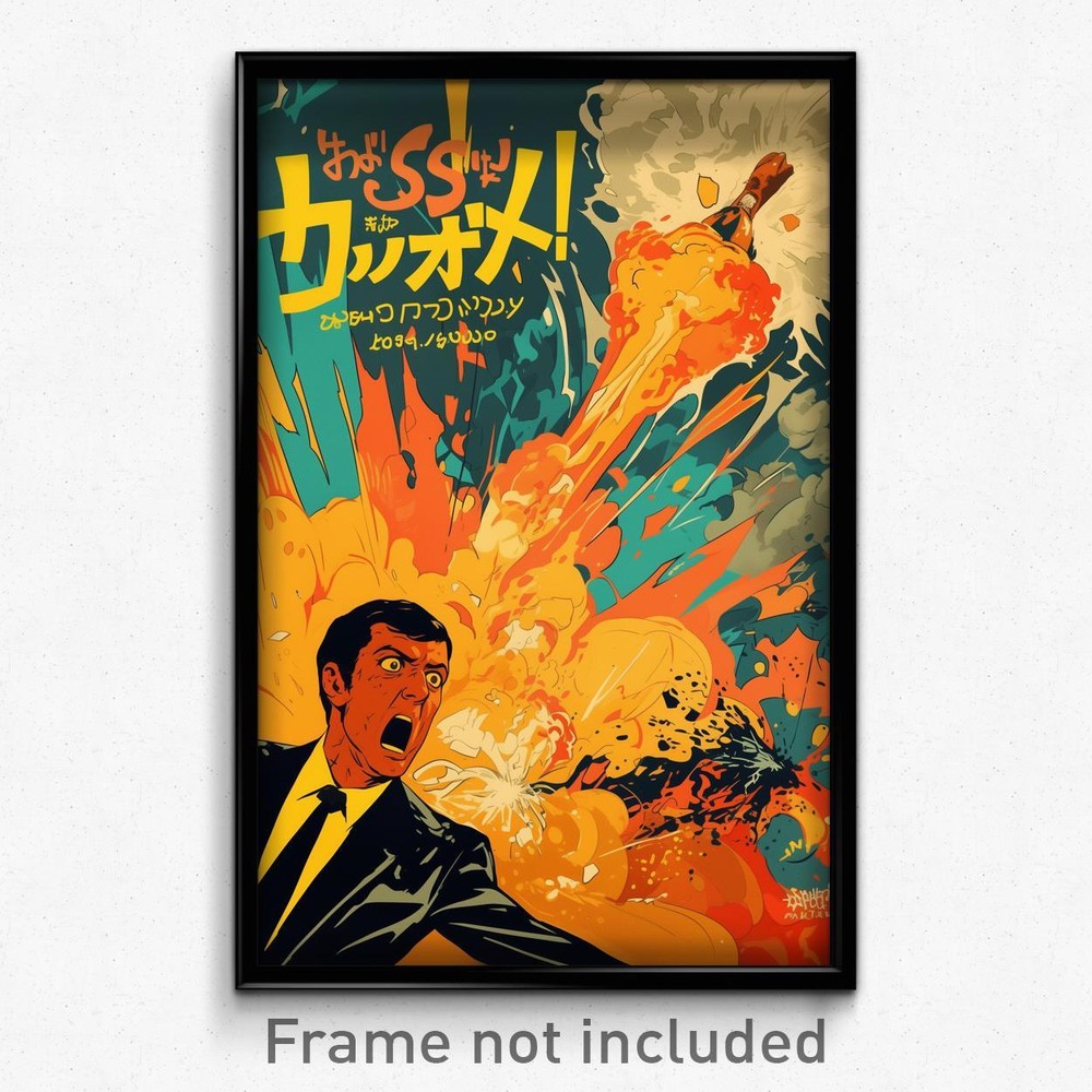 Vintage French Movie Poster Art Print - Eager Man in Yellow White Necktie