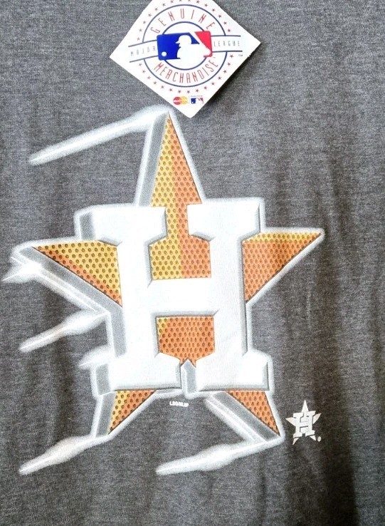Houston Astros Logo MLB Baseball Genuine Merchandise T-Shirt Size LARGE Grey