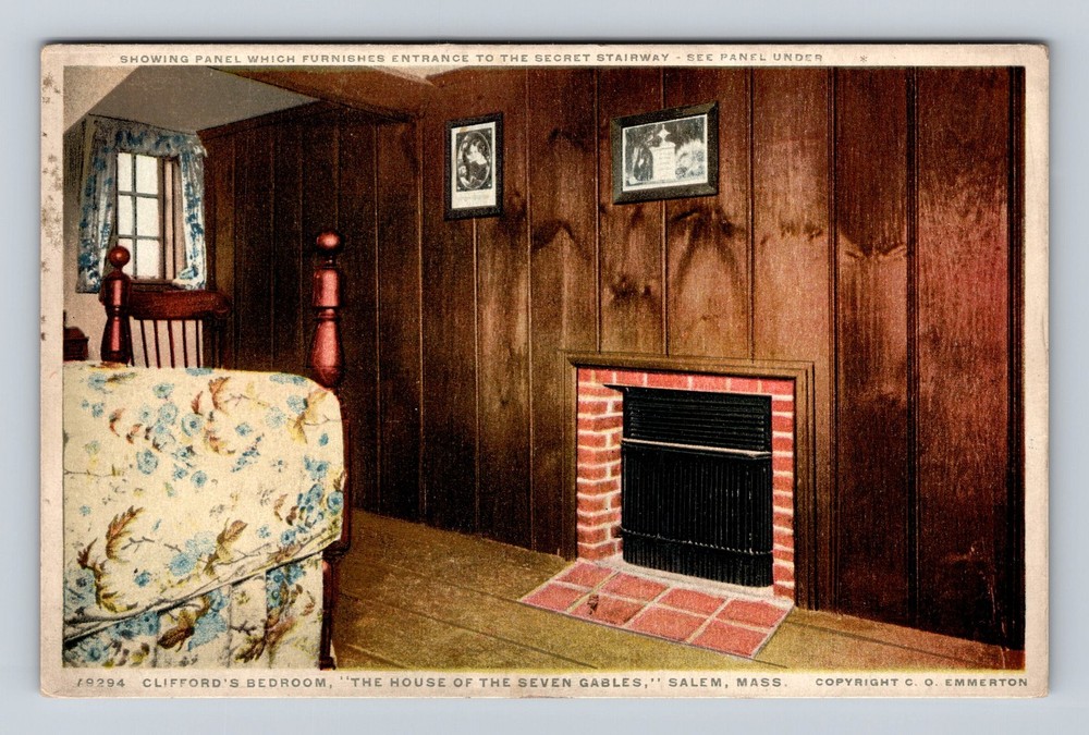 Salem MA-Massachusetts Clifford Bedroom House Of Seven Gables Vintage Postcard