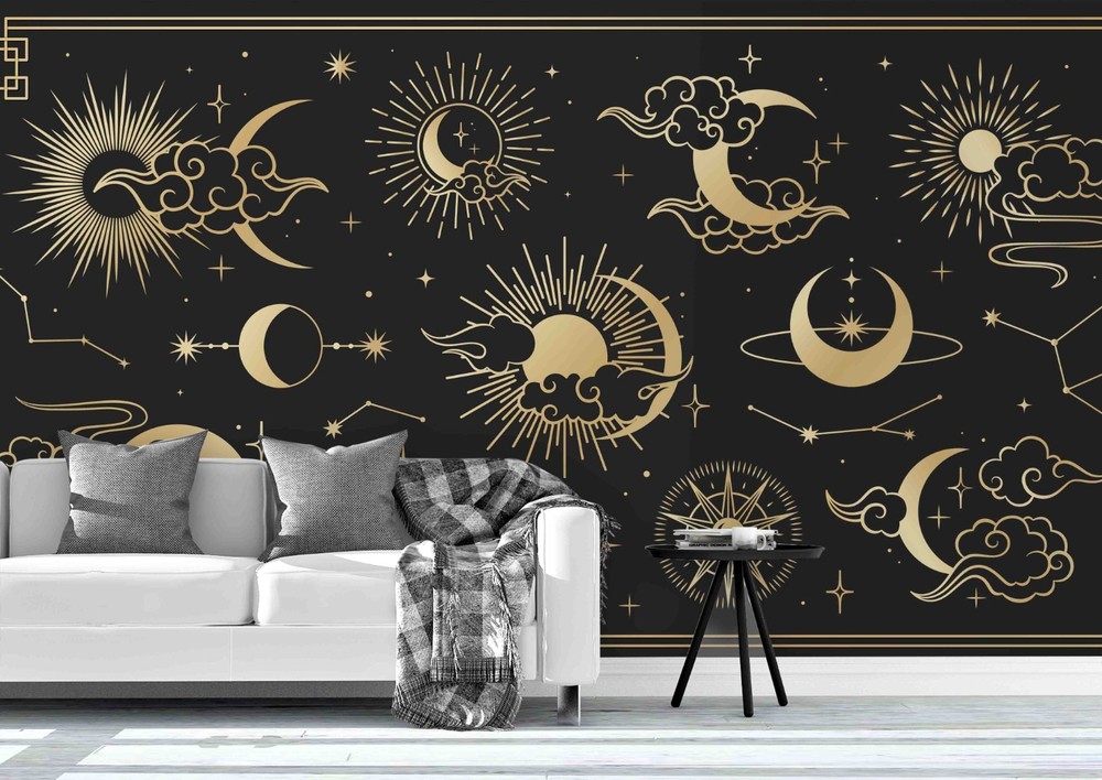 3D Sun Moon Clouds Illustration Wall Murals Wallpaper Murals Wall Sticker