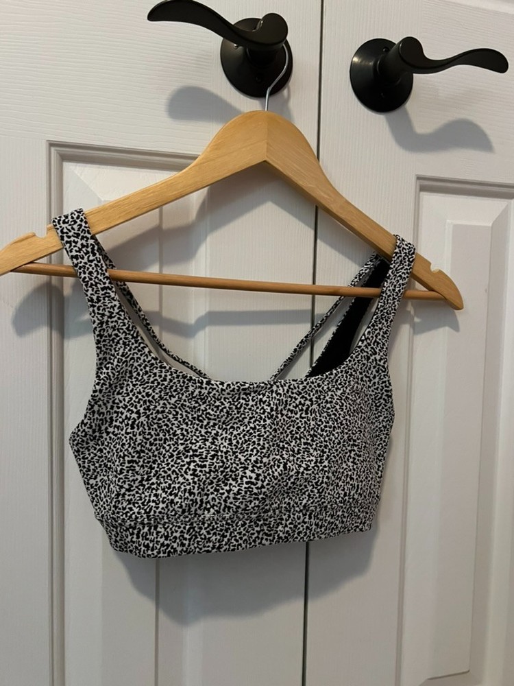 athleta cheetah print double strap sports bra size xs
