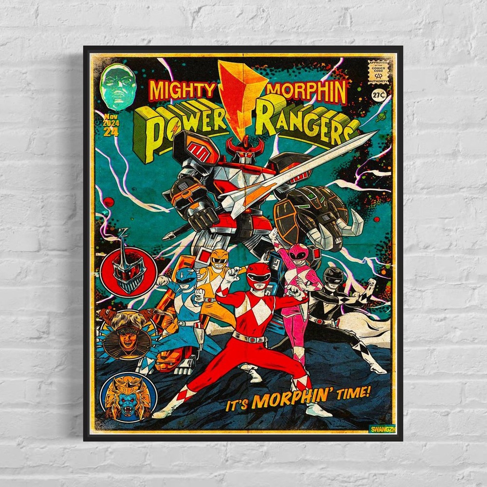 Mighty Morphin Power Rangers Nov 2024 Retro Comic Poster