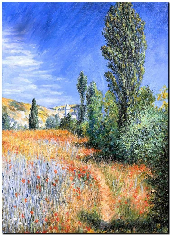 Monet Landscape Saint Martin Framed Canvas Art Poster 18x12