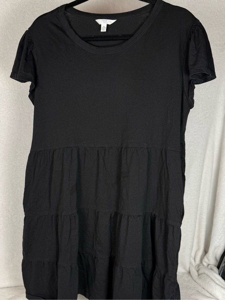 Time and Tru Black Short Sleeve Tiered Summer Dress - Size XL