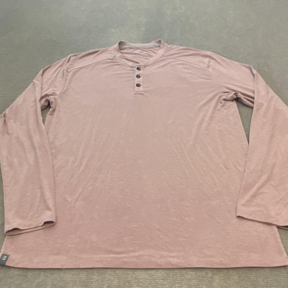 Free Fly Henley Shirt Mens XL Pink Long Sleeve Bamboo Blend Performance Soft