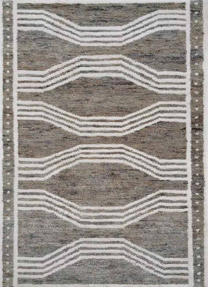 Hand Tufted Wool Rug Geometric Diamond Tribal Area Rug Modern Entryway Office