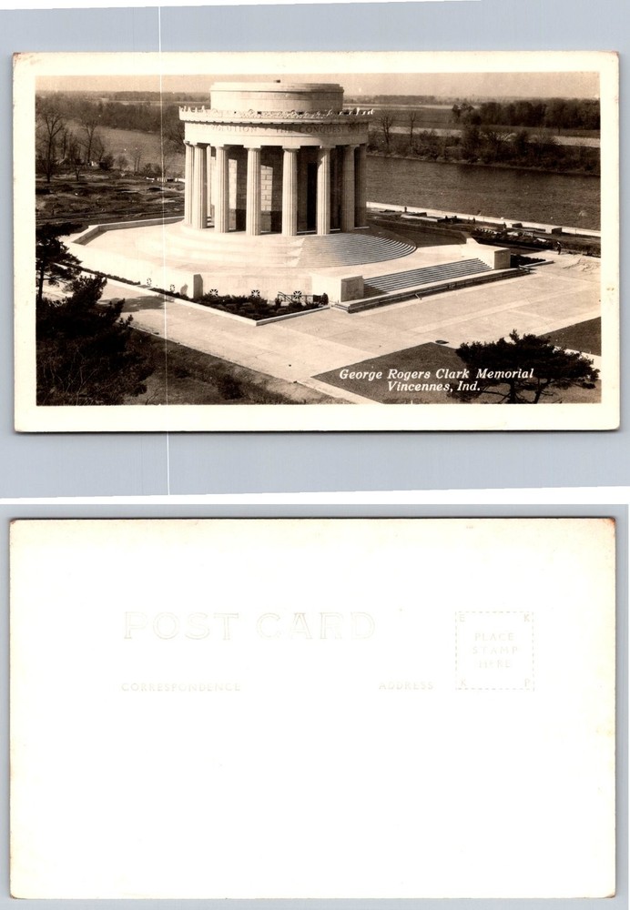 Vincennes Indiana George Rogers Clark Memorial RPPC Postcard 1930s-40s